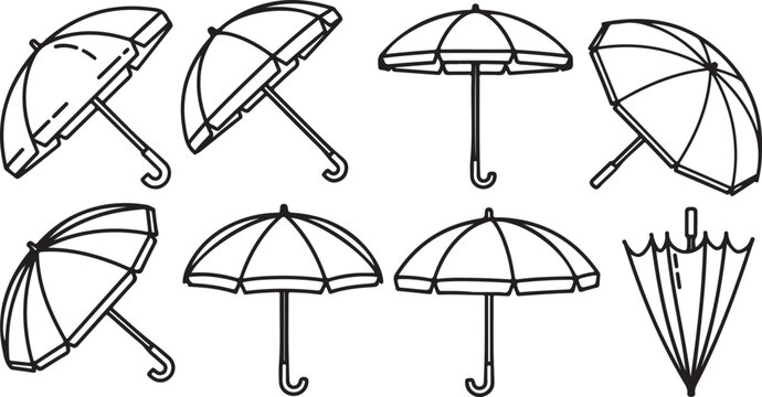 Geometric wireframe drawings of various lamps and light fixtures Vector