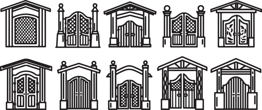 Gothic architectural styles illustrated with window designs and ornamental details Vector