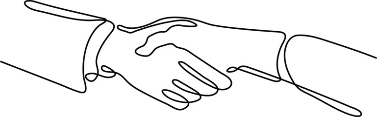 Obraz premium Minimalist Continuous Line Illustration of Handshake Representing Agreement Partnership and Abstract Cooperation Concept
