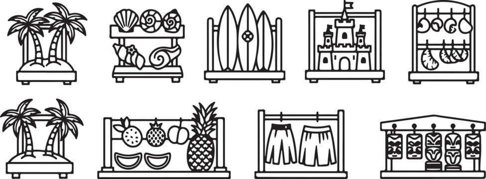 Ancient egyptian symbols and artifacts in a simple line drawing style Vector