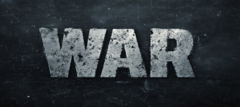 War text on grunge dark background. Generative AI technology.	
