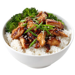 Fototapeta premium Teriyaki Chicken Rice Bowl isolated [Transparent Background PNG].