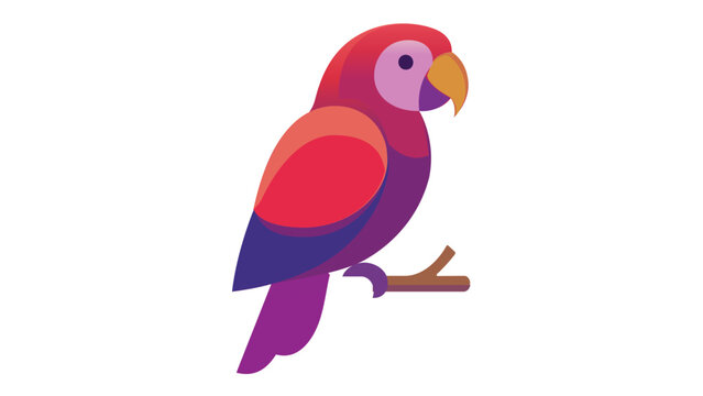 Colorful parrot vector icon illustration, vibrant macaw bird perched on a branch, modern flat design with gradients, tropical exotic animal graphic, minimalist scalable AI-generated digital art.