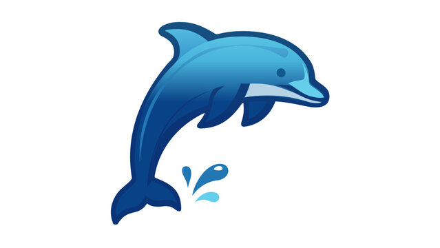 Blue jumping dolphin vector icon illustration, minimalist flat design of a marine mammal leaping from ocean water, scalable AI-generated graphic for sea life, nature, and aquatic summer themes.