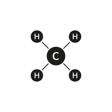 Stylized methane molecule simple carbon with hydrogens.