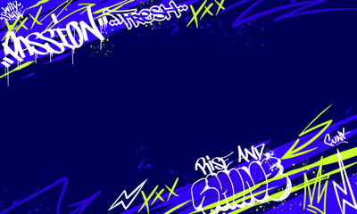 Graffiti background with throw-up and tagging hand-drawn style. Wallpaper graffiti art vector illustration