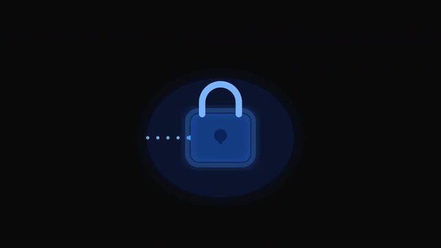 Blue padlock and adobe stock watermark on black, perfect for cybersecurity concept designs, digital protection, technologythemed projects, and website security graphics.