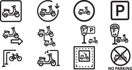 Fototapeta premium Cycling illustrations depicting various riding positions and parking rules Vector