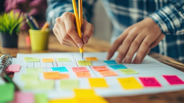Sticky notes planning and brainstorming