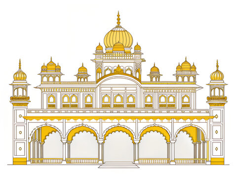 Mysore Palace simplified vector, golden accents