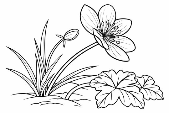 coloring page line art the bloodroot flower black vector