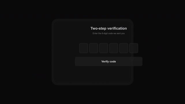 Phone interface showing twostep verification with 6 digit code, perfect for cybersecurity concept designs, technology articles, and authenticationrelated presentations.