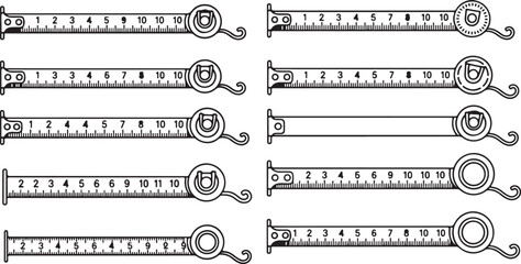 Obraz premium Illustrated examples of measuring scales for learning to read rulers Vector