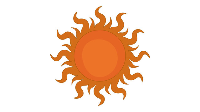 Vibrant sun vector illustration featuring a bright yellow and orange gradient with wavy solar rays, ideal for weather apps, summer season graphics, nature themes, scalable AI-generated icon.