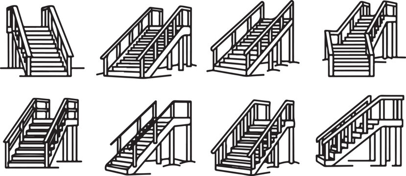 Various stages of construction showing scaffolding around buildings Vector