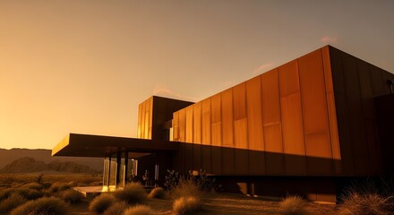 Obraz premium Modern Desert Architecture at Sunset
