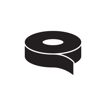 Solid glyph icon of a sticky adhesive tape roll office packaging supply