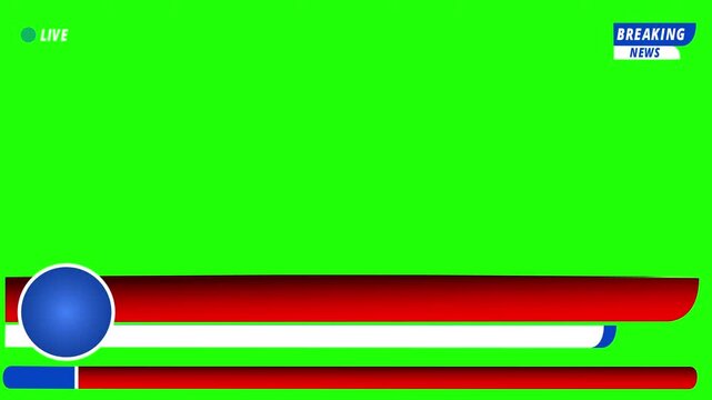 Live Breaking News animation on green screen, for actual news template. 4k video.