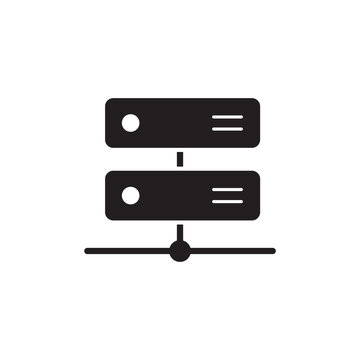 Solid glyph icon of a data center server rack for office IT infrastructure