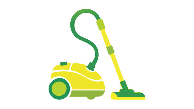 Modern green and yellow gradient vacuum cleaner vector icon illustration. Minimalist flat design of a domestic cleaning appliance for home maintenance, housework, and professional janitorial services.