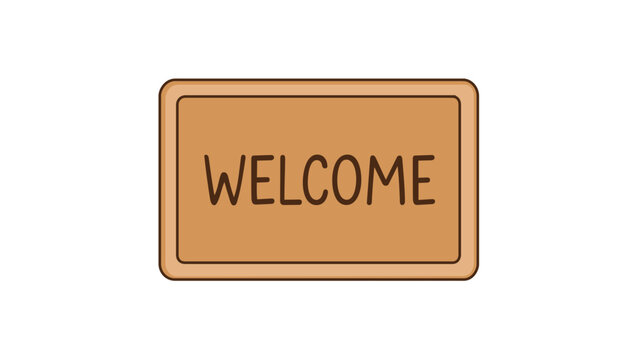 Flat vector illustration of a brown welcome doormat icon, symbolizing hospitality and home living. Minimalist scalable graphic design perfect for real estate, housewarming, and interior decor.