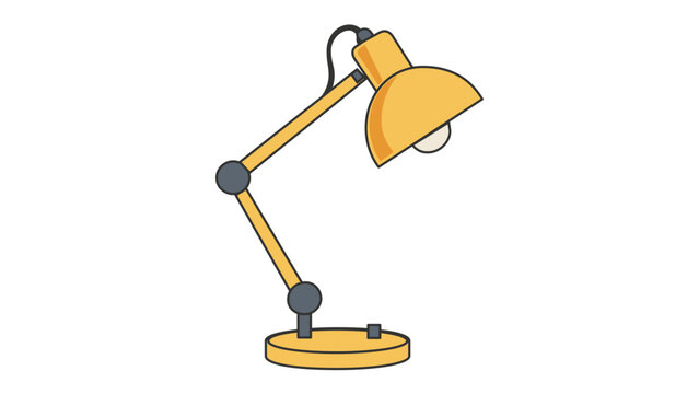 Minimalist yellow desk lamp vector icon illustration with a flat design style for office, study, and home lighting. Scalable AI-generated graphic for workspace, reading, and interior design use.