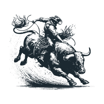 vector illustration of cow rodeo
