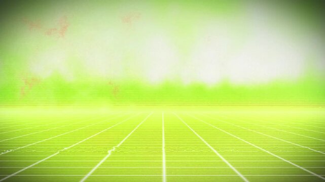 Digital animation of moving grid network with copy space on green background