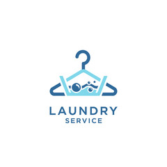 Fototapeta premium Laundry Service Logo with Hanger and Bubbles