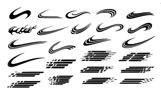 A collection of black and white swoosh vector graphic designs