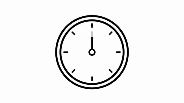 minimalist clock face animation with moving hands, loopable 4k motion graphics footage