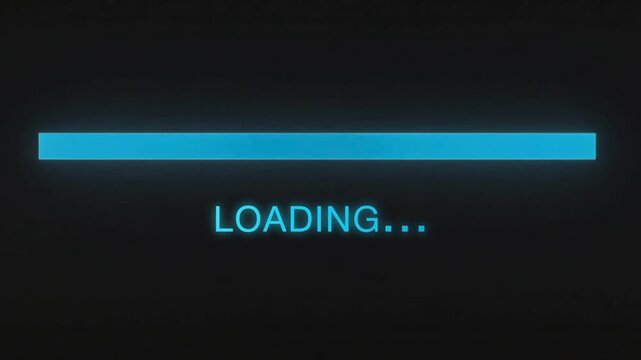 4k loading progress bar animation on dark tech background with glowing blue light