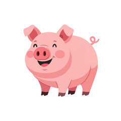 Fototapeta premium Happy Cartoon Pig Illustration - Cute Pink Piggy Smiling