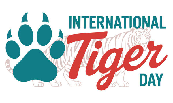 International tiger day logo with tiger and paw