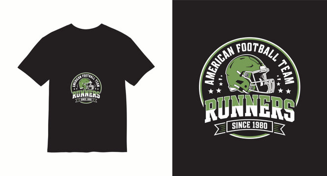 American football team runners mascot with green helmet vector design