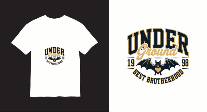 Underground best brotherhood 1998 vintage t-shirt design, bat themed graphic