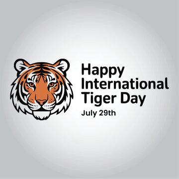 Happy international tiger day poster with tiger face