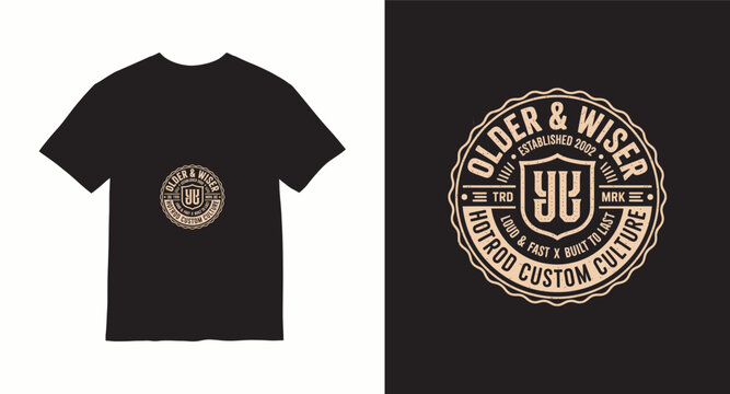 Older and wiser established 2002 hotrod custom culture vintage t-shirt design