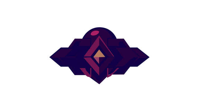 Futuristic purple and gold geometric constellation icon vector illustration. AI-generated sci-fi space rank badge or celestial emblem for gaming UI, technology branding, and digital design.