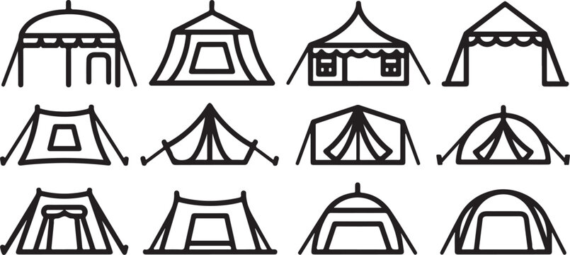 A collection of various house silhouettes with distinct architectural styles Vector