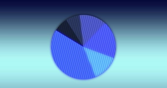 Animation of pie graph icon against copy space on blue gradient background