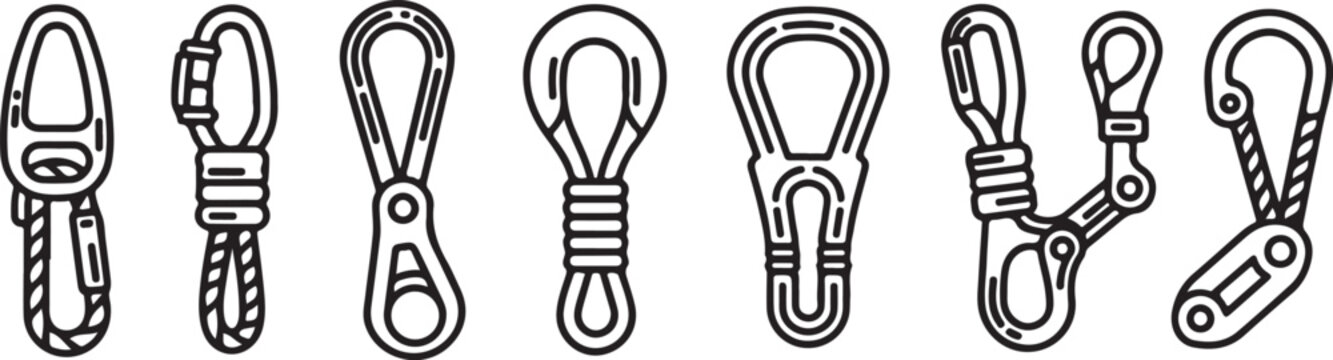 Assorted backpacks and bags in a minimalist line drawing style Vector