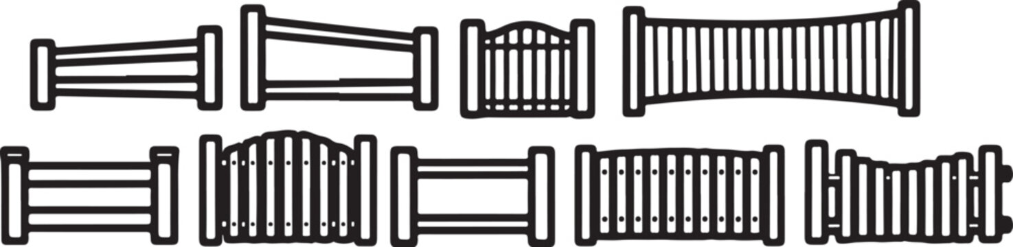 Minimalist illustration of various types of bridges and structures Vector