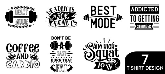 Obraz premium motivational t shirt design for gym svg print ready t shirt design bundle.