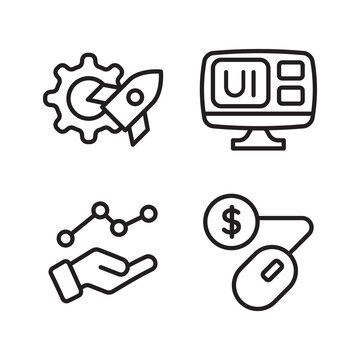 Technical SEO Website Optimization Icon Pack Line Art