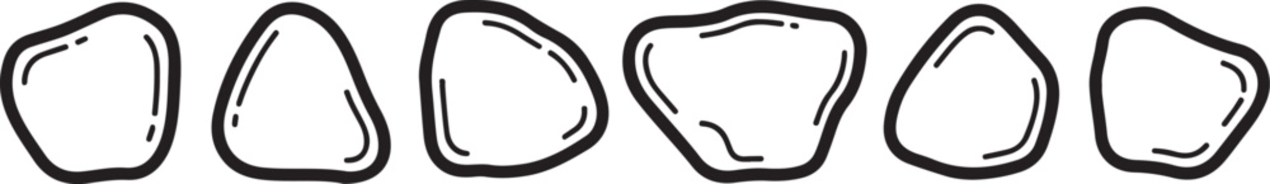 Six simple geometric shapes with varying degrees of curvature Vector