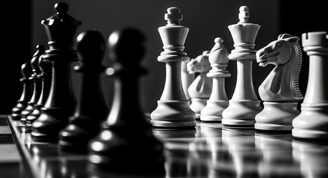 Chessboard Pieces Ready for Strategic Gameplay.