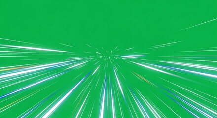 Obraz premium Anime comic speed line zoom effect on green screen for chromakey background. Motion graphic fast light streak for manga action.