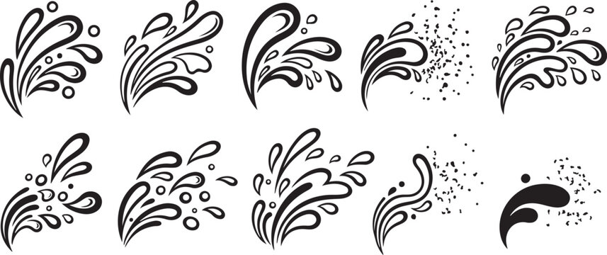Black and white line drawings of various bird species in flight Vector