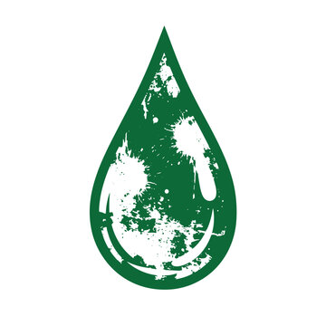 Green drop shape with white splatter teardrop